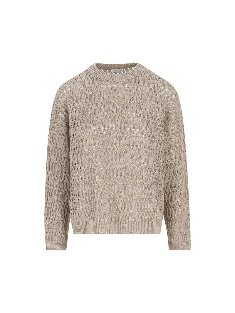 Brunello Cucinelli Brunello Cucinelli Linen Crewneck Knitwear Brown - World Class Fashion