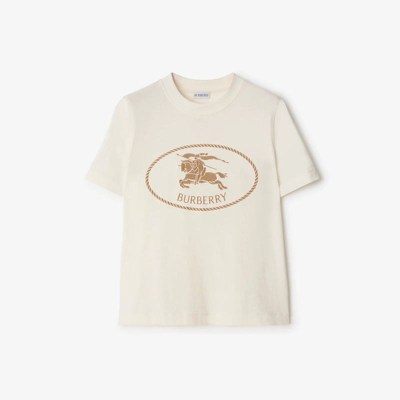 Burberry Burberry Cotton T-shirt with EKD Stamp White - World Class Fashion