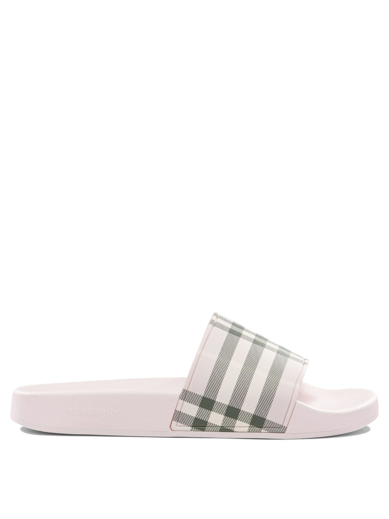 Burberry Burberry Check Detail Slides Pink Women - World Class Fashion