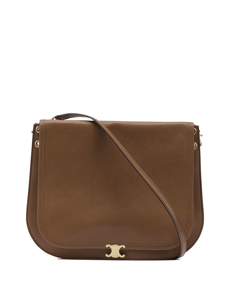 Celine Celine Bisaccia Triomphe Medium Crossbody Bag Brown - World Class Fashion