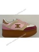 Celine Celine Block Leather Wedge Sneakers Pink - World Class Fashion