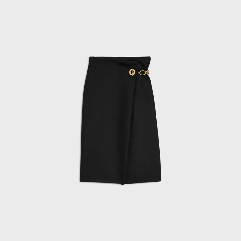 Celine Falda Midi Celine Lana Virgen y Mohair Negra - World Class Fashion
