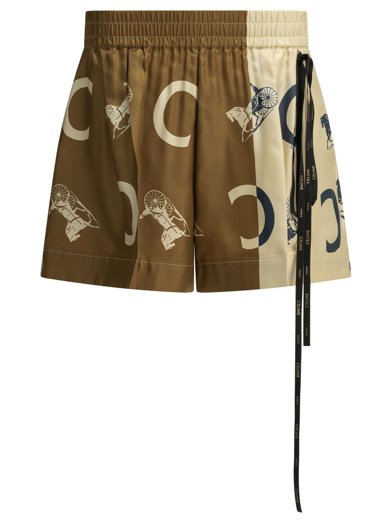 Celine Celine Silk Shorts Beige Women - World Class Fashion