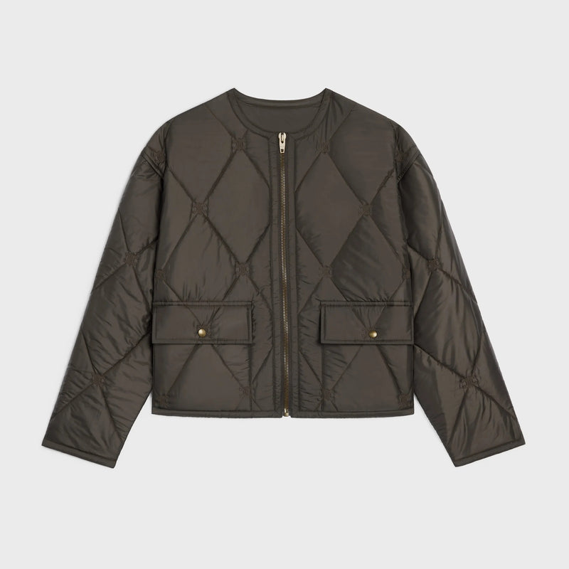 Celine Celine Quilted Zippered Jacket Green - World Class Fashion