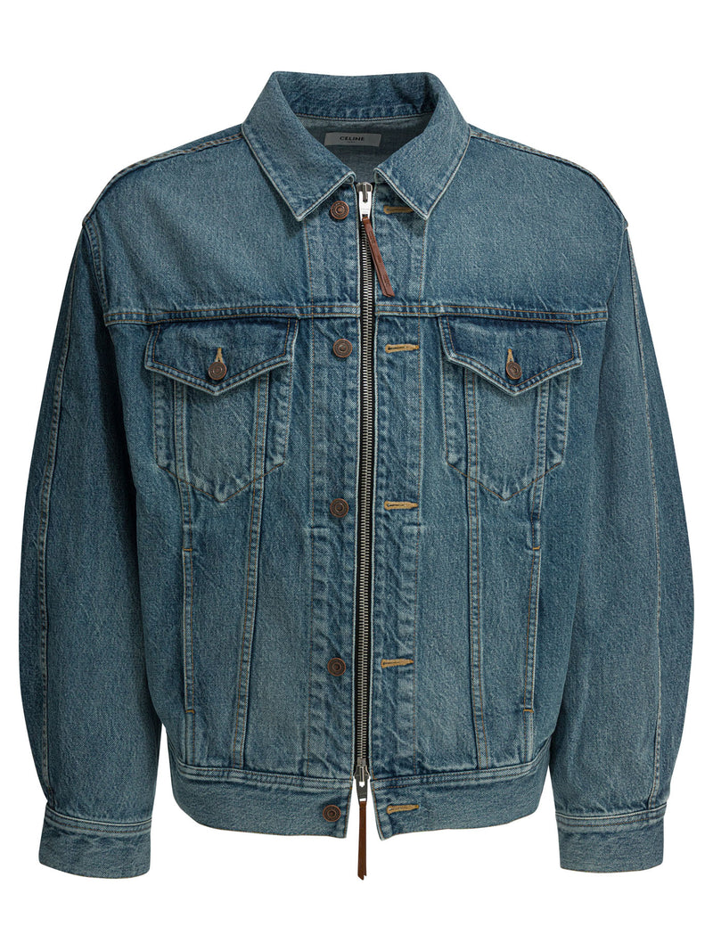 Celine Celine Zippered Denim Jacket Light Blue Men - World Class Fashion