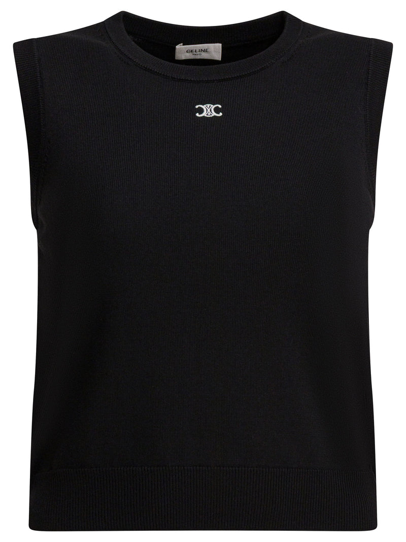 Celine Celine Triomphe Wool Vest Black Women - World Class Fashion