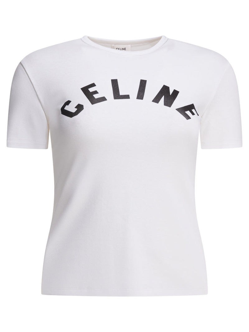 Celine Camiseta de algodón Celine con logo blanca - World Class Fashion