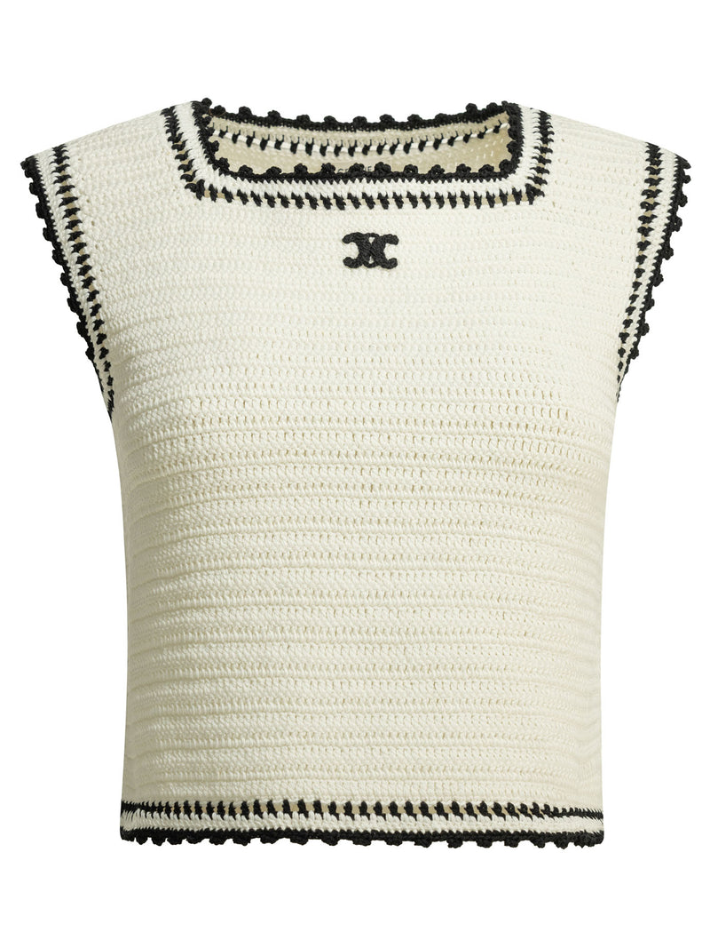 Celine Celine Triomphe Knitted Top White - World Class Fashion