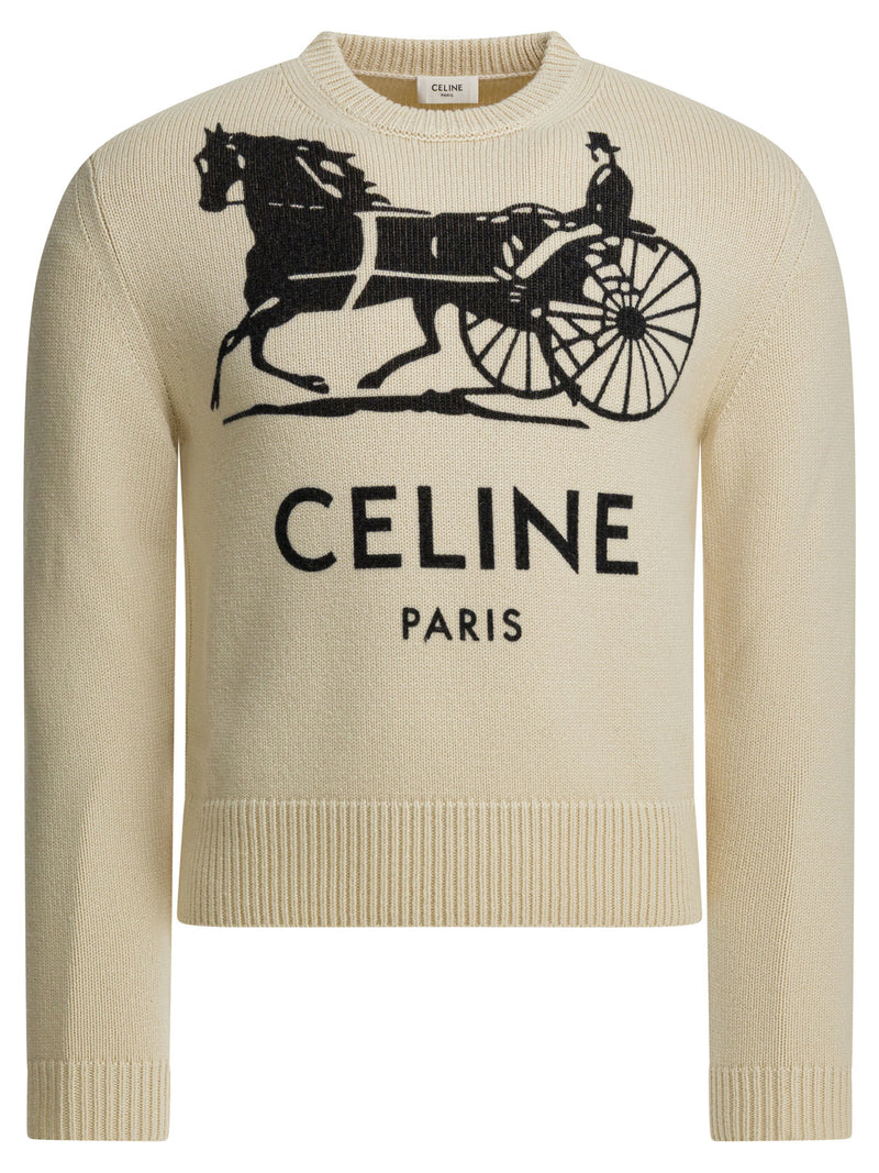 Celine Celine Cashmere Crewneck Knitwear Blanco Hombre - World Class Fashion