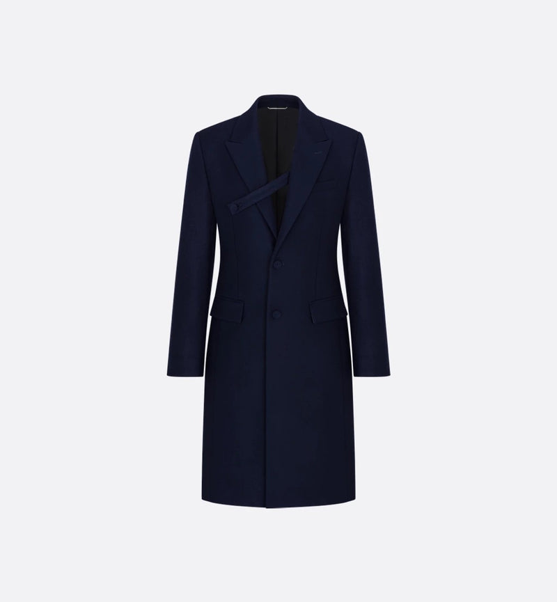 Dior Dior Virgin Wool Long Coat Blue - World Class Fashion