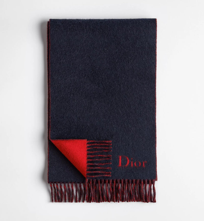 Dior Dior Wool and Cashmere Double-face Scarf Blue - World Class Fashion