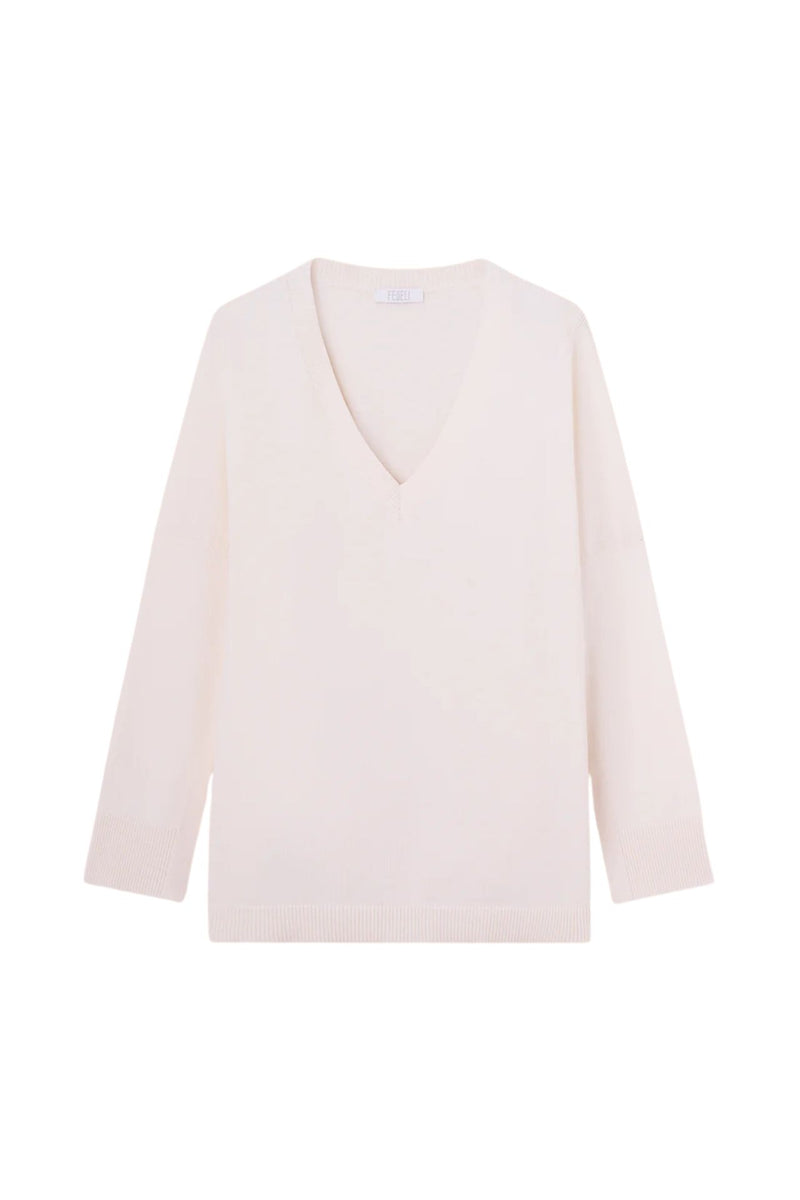 Fedeli Fedeli V-Neck Knitwear Cotton Cashmere White - World Class Fashion