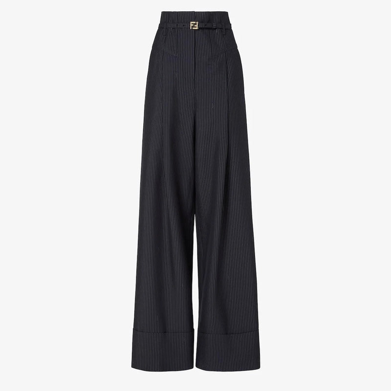 Fendi Fendi Wool Tailored Pants Blue Women - World Class Fashion