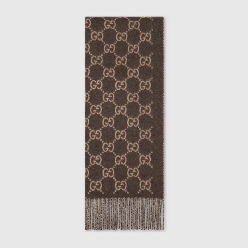 Gucci Gucci GG Cashmere Scarf Brown Men - World Class Fashion