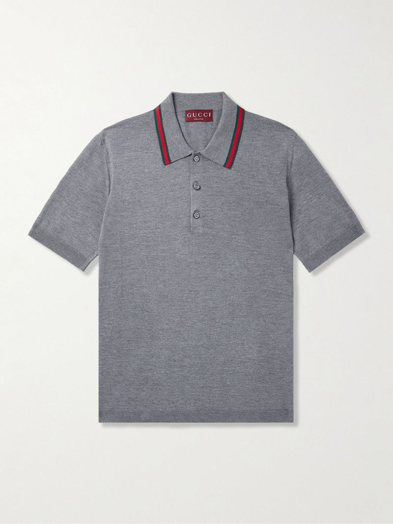 Gucci Gucci Grey Wool Short Sleeves Polo Shirt Men - World Class Fashion
