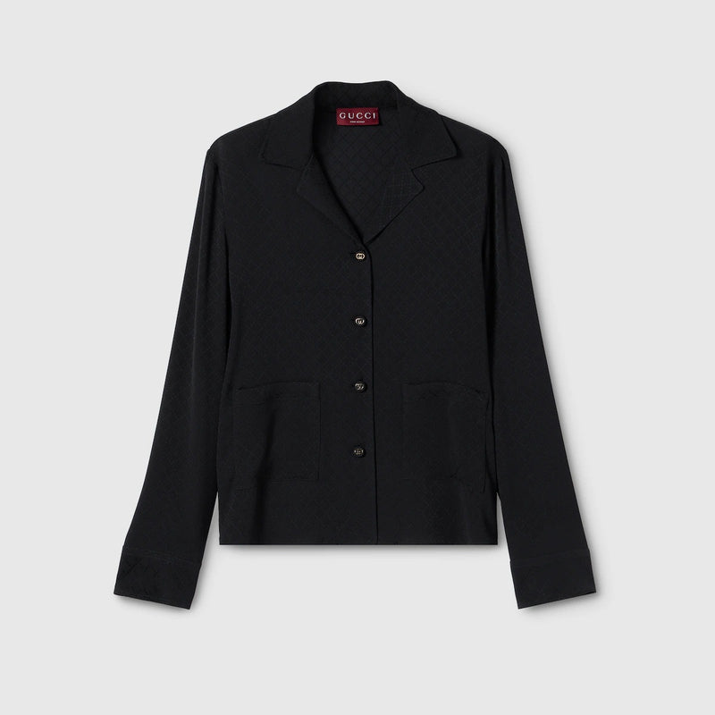Gucci Gucci V-neck Silk Shirt Blue Women - World Class Fashion