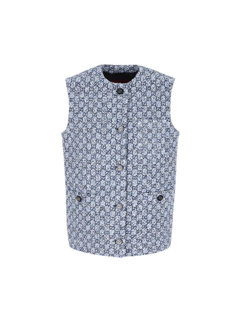 Gucci Chaleco sin mangas Gucci de algodón GG azul - World Class Fashion
