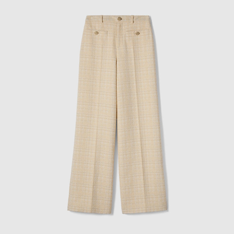 Gucci Gucci Cotton Tweed Pants Beige Women - World Class Fashion