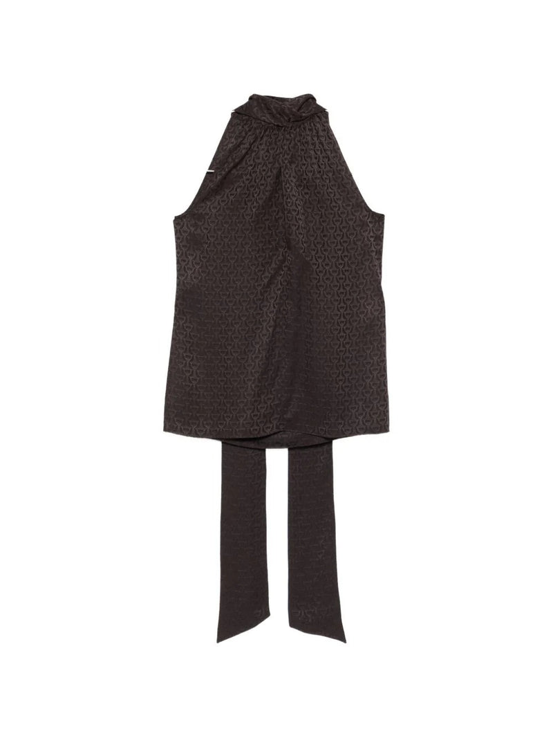 Gucci Gucci Silk Top with Lavallière Neck Brown - World Class Fashion