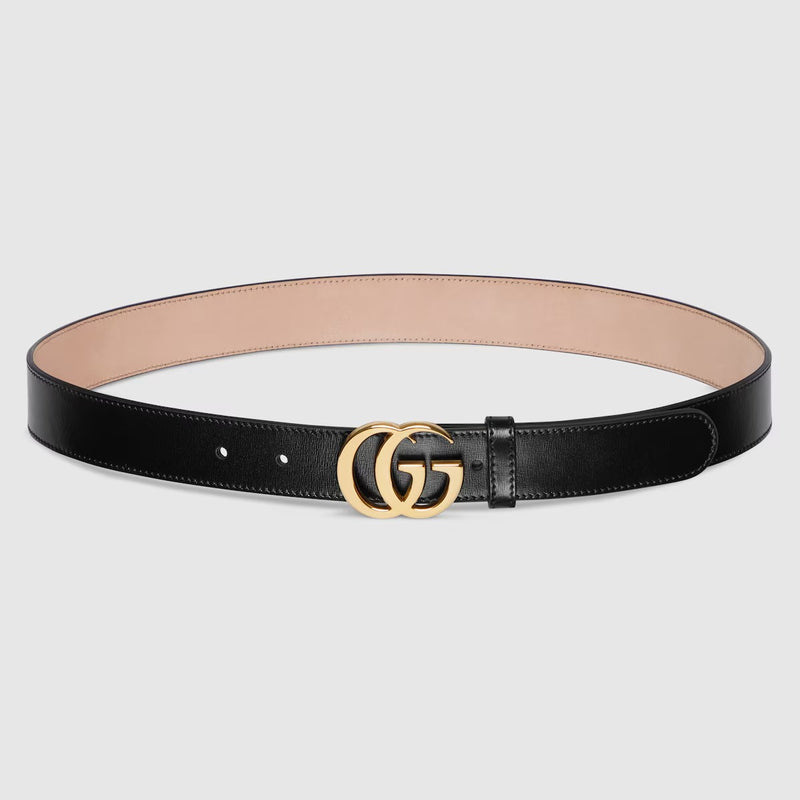 Gucci Gucci GG Marmont Leather Belt Black - World Class Fashion