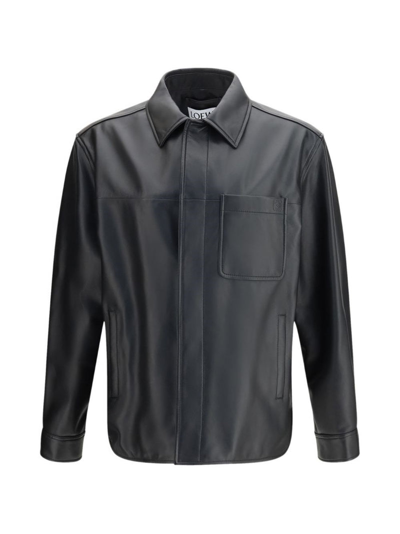 Loewe Loewe Leather Overshirt Jacket Black Men - World Class Fashion
