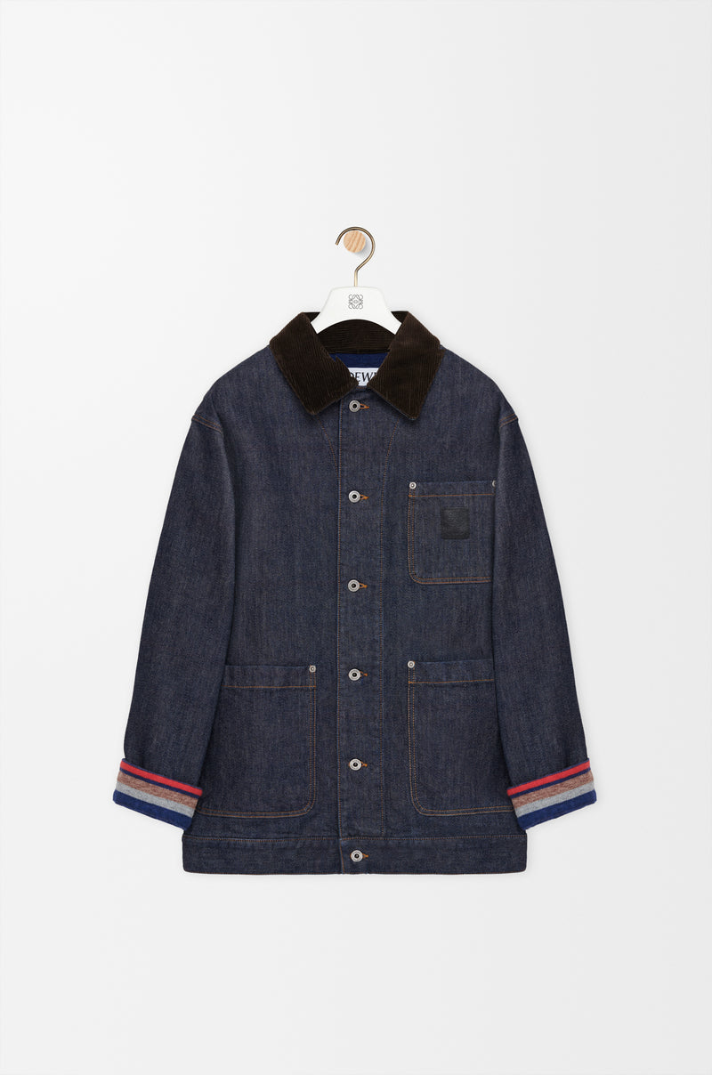 Loewe Loewe Denim Jacket with Velvet Collar Blue - World Class Fashion