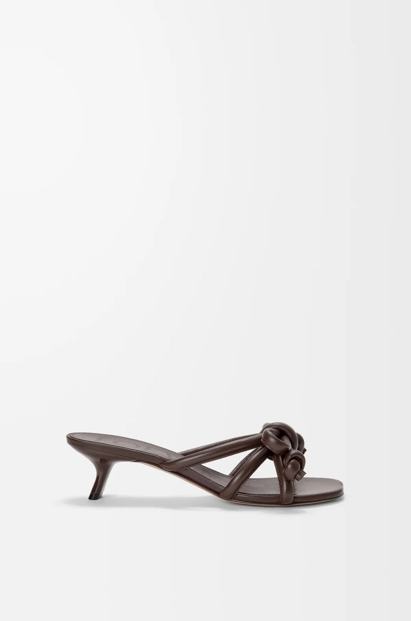 Loewe Loewe Flamenco Heeled Mules Dark Chestnut - World Class Fashion