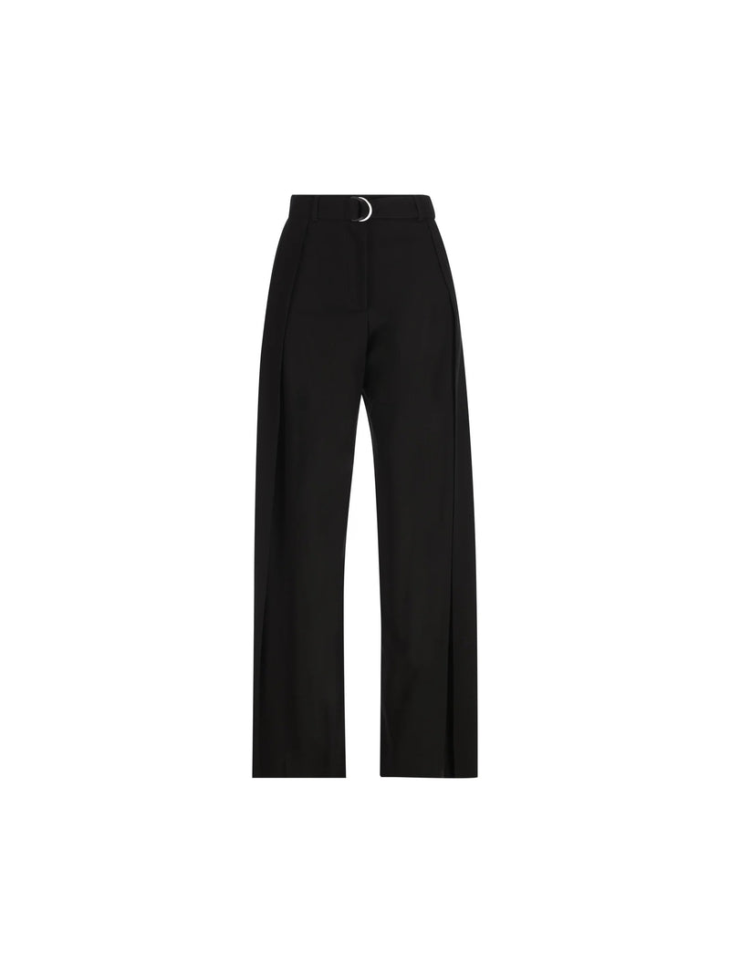 Loewe Loewe Wool and Leather Pants Black Women - World Class Fashion