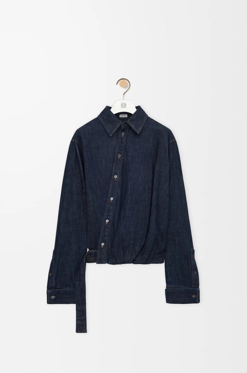 Loewe Loewe Draped Denim Skirt Indigo Blue - World Class Fashion