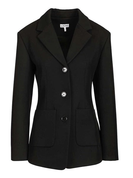 Loewe Loewe Wool Blend Single Breasted Blazer Black Women - World Class Fashion