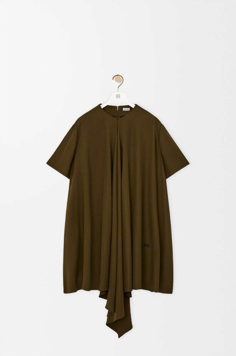 Loewe Vestido Loewe de viscosa de manga corta color verde caqui - World Class Fashion
