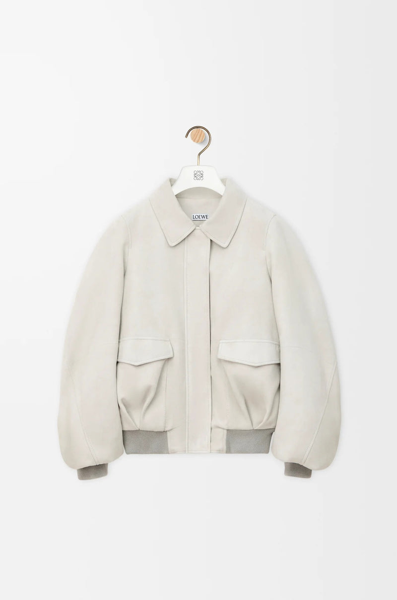 Loewe Chaqueta de piel de ante Loewe Gris claro Mujer - World Class Fashion