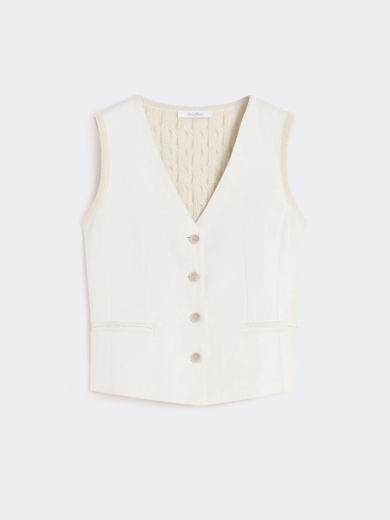 Max Mara Max Mara Linen Vest Knitted Back Beige - World Class Fashion