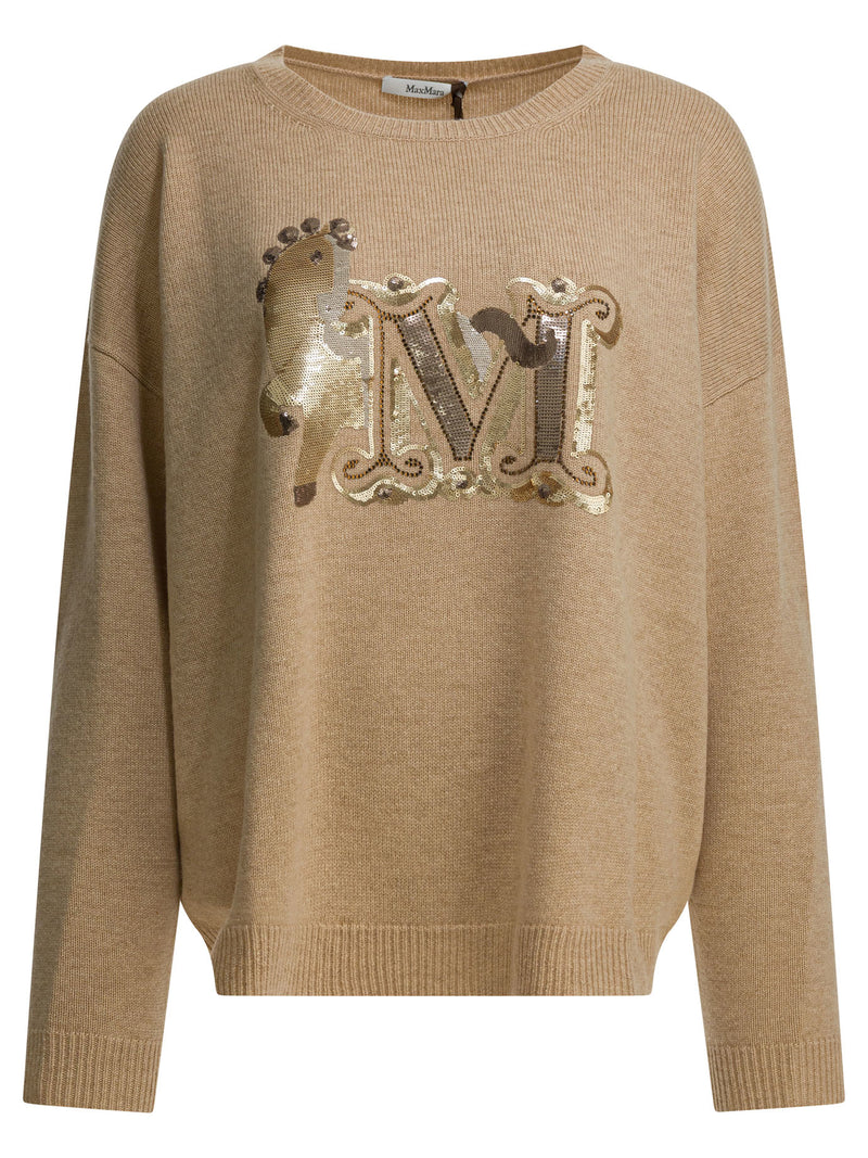 Max Mara Max Mara Jersey de Cuello Redondo de Lana y Cachemira Beige - World Class Fashion