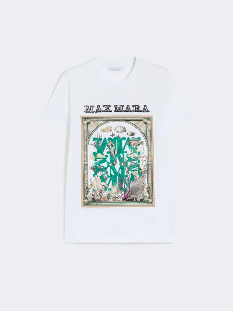 Max Mara Max Mara Cotton Graphic T-Shirt White - World Class Fashion