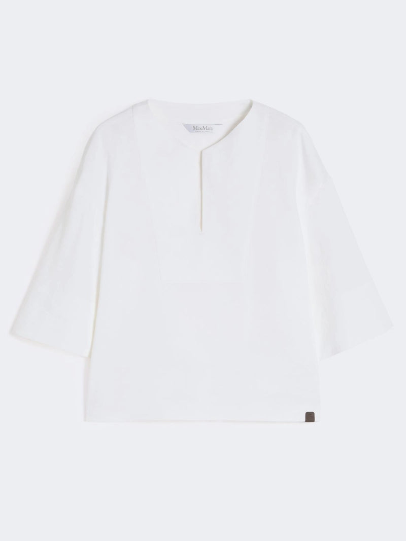 Max Mara Pure Max Mara Pure White Linen Short Sleeve Shirt - World Class Fashion