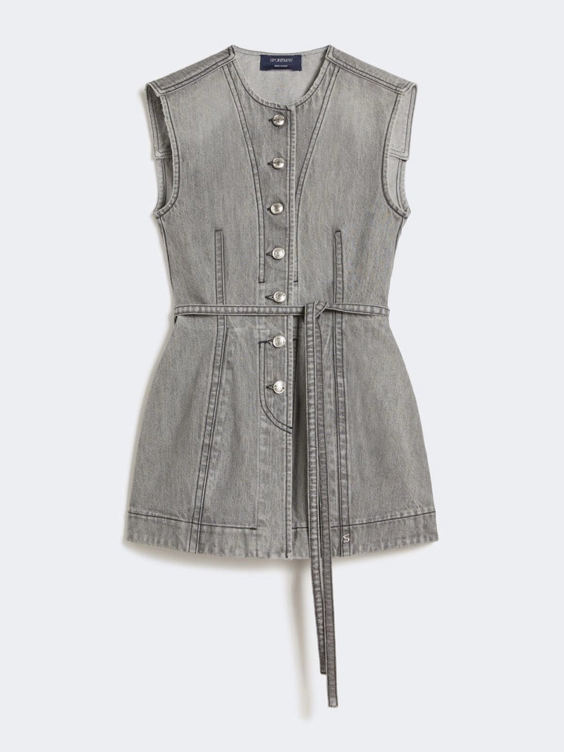 Max Mara Sportmax Max Mara Sportmax Denim Sleeveless Top Grey - World Class Fashion