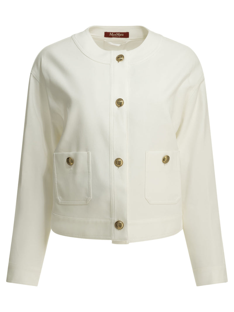 Max Mara Studio Max Mara Studio Cotton Lightweight Jacket White - World Class Fashion