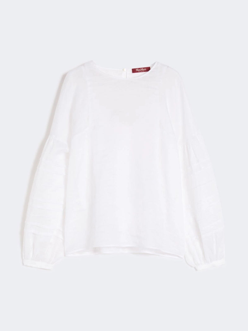 Max Mara Studio Max Mara Studio Ramie Gauze Blouse White - World Class Fashion