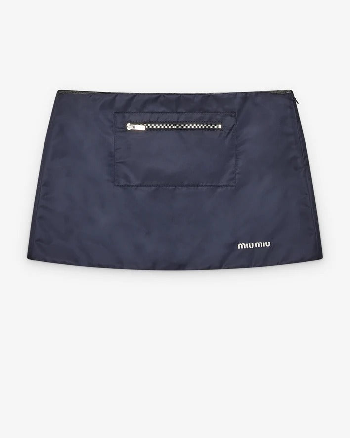 Miu Miu Miu Miu Minifalda con Logo Azul - World Class Fashion