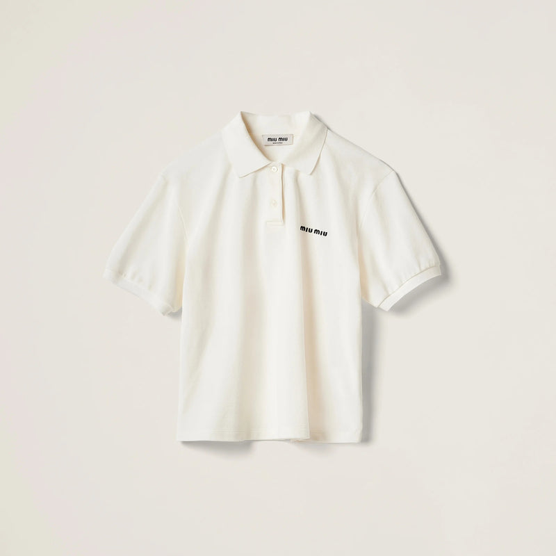 Miu Miu Miu Miu Polo de algodón blanco para mujer - World Class Fashion
