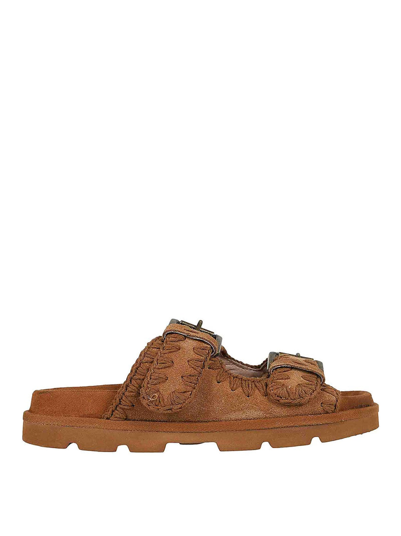 Mou Mou Leather Sandals Brown Women - World Class Fashion