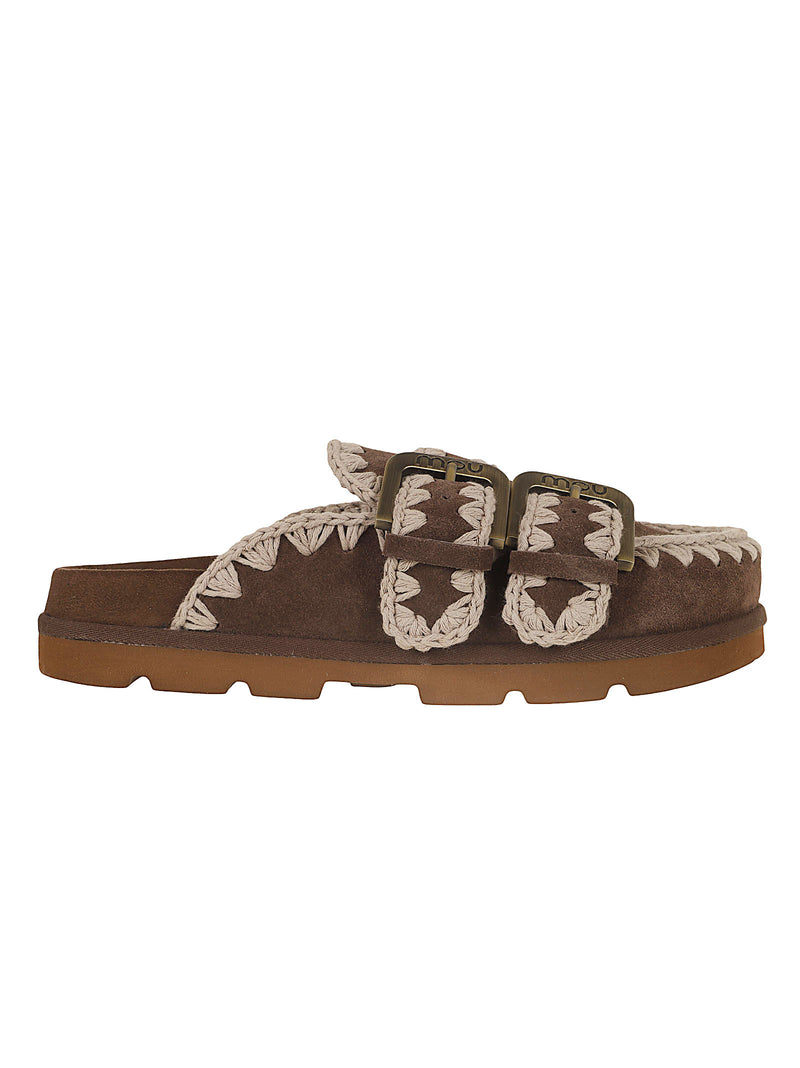 Mou Mou Suede Leather Sabot Sandals Brown Women - World Class Fashion