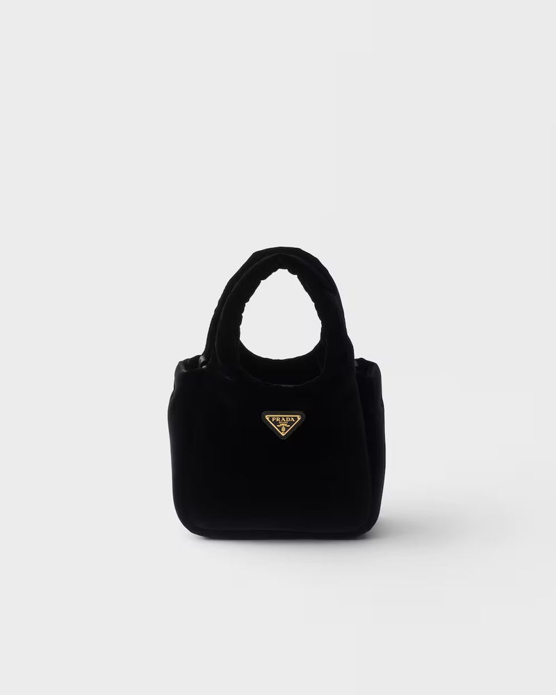 Prada Bolso de mano Prada de terciopelo mini negro - World Class Fashion