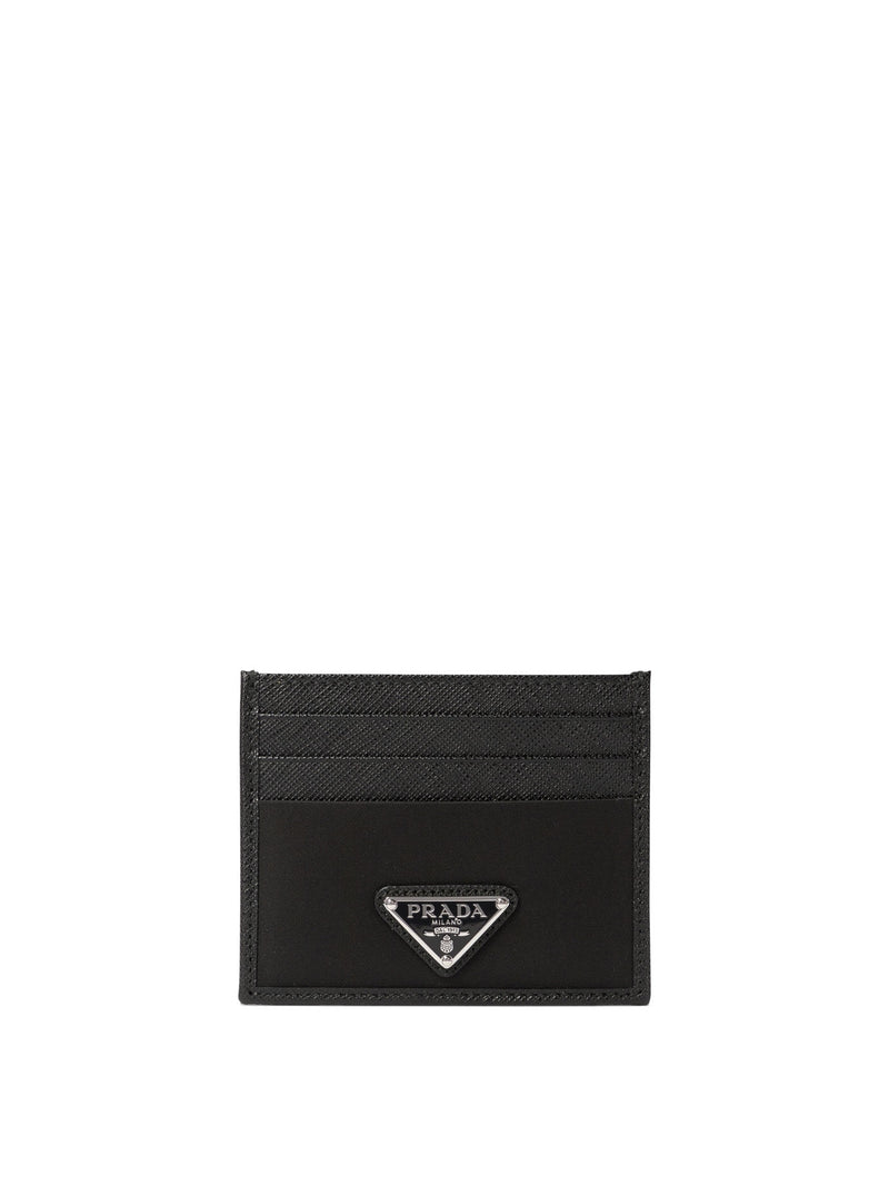 Prada Tarjetero Prada Re-Nylon de piel Saffiano negro - World Class Fashion