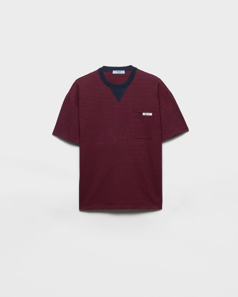 Prada Prada Cotton Overshirt Fit T-Shirt Bordeaux - World Class Fashion