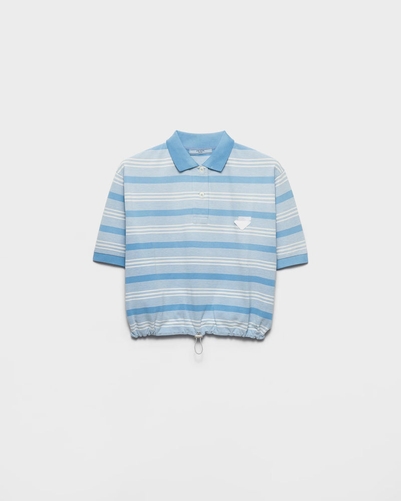 Prada Prada Polo Shirt with Drawstring Hem Light Blue - World Class Fashion