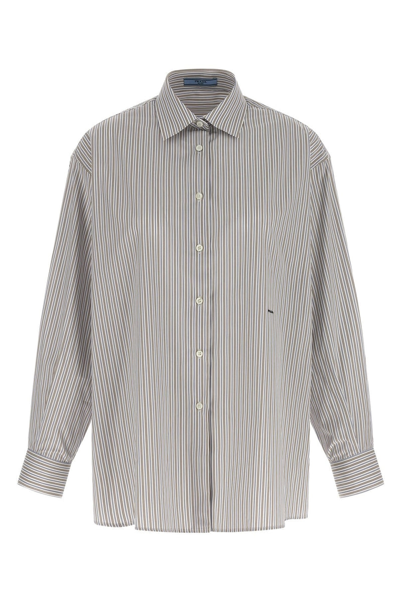Prada Prada Cotton Striped Shirt Brown Women - World Class Fashion