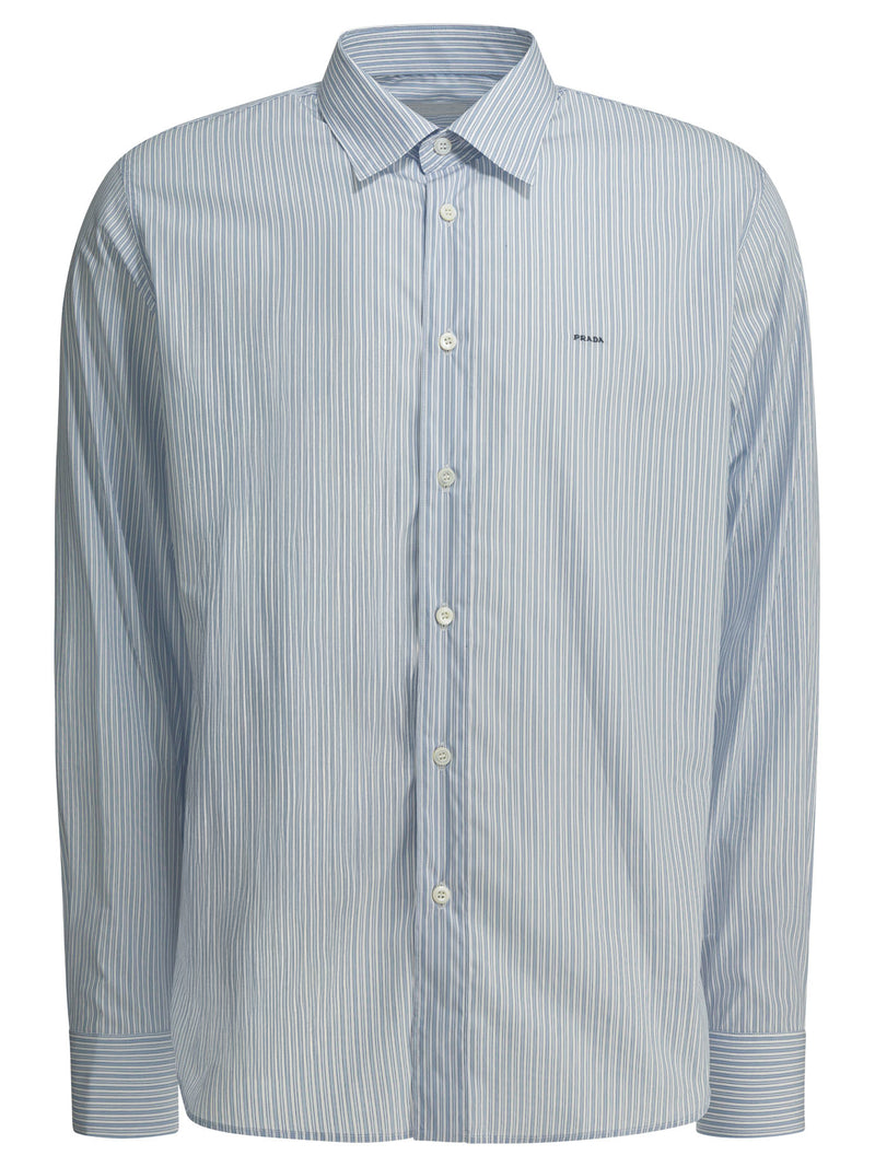 Prada Prada Cotton Shirt Light Blue Men - World Class Fashion