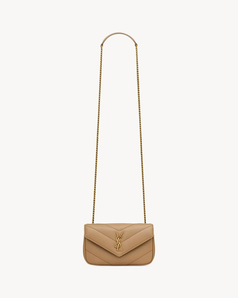 Saint Laurent Bolso cruzado pequeño Lou de Saint Laurent en beige - World Class Fashion